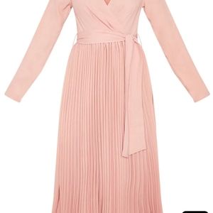 Rose Long Sleeve Pleated Midi Dress 